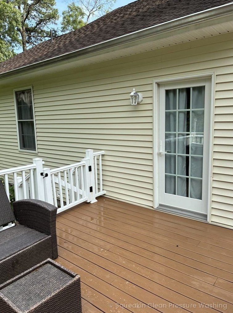 Deck after pressure washing